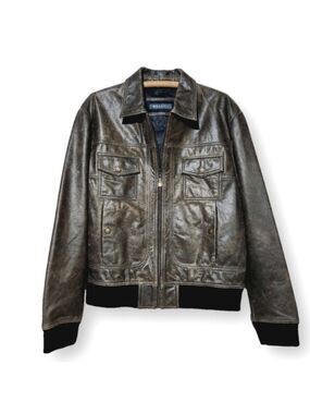 Whet Blu Leather Bomber Jacket Size Large NWT